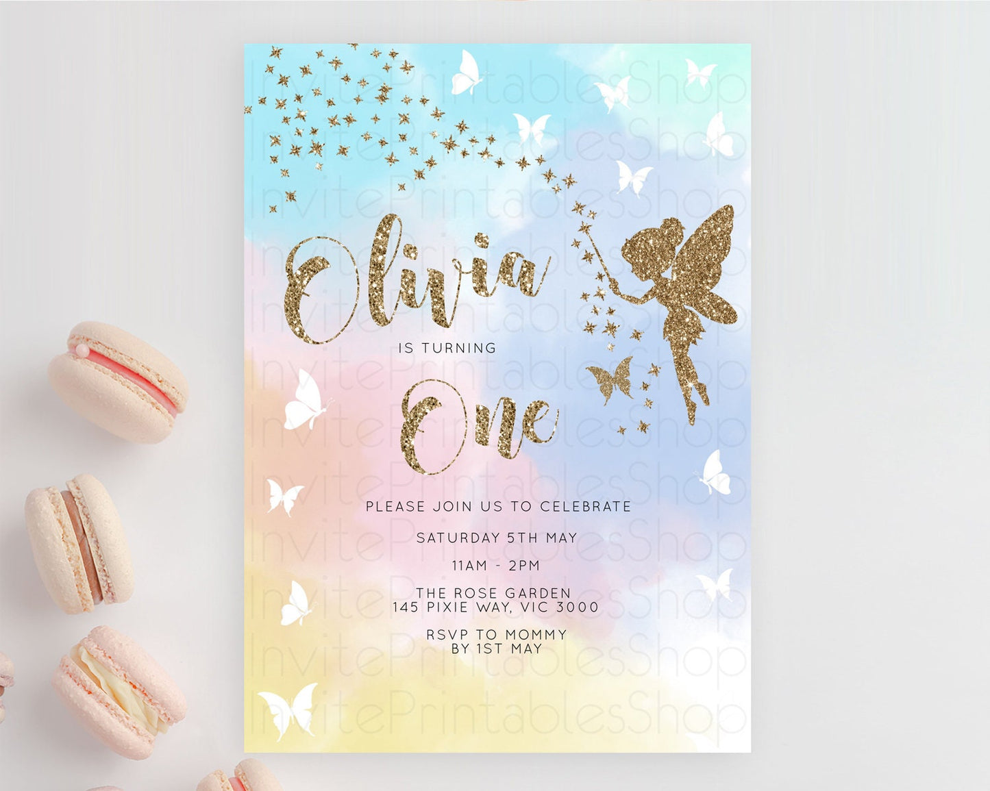 Fairy Birthday Invitation Fairy Invites Fairy Tea Party Fairy Garden Birthday Secret Garden Enchanted Garden Pastel Floral Butterfly D10894