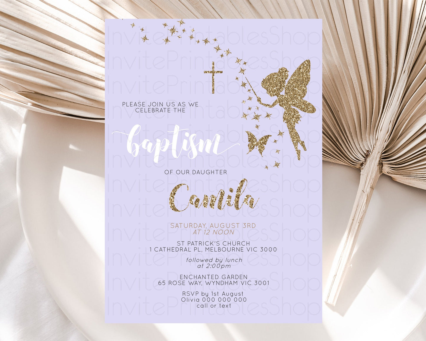 Fairy Baptism Invitation Fairy Baptism 1st Birthday Invitation Enchanted Secret Garden Christening Invite Pastel Floral Butterfly D10389