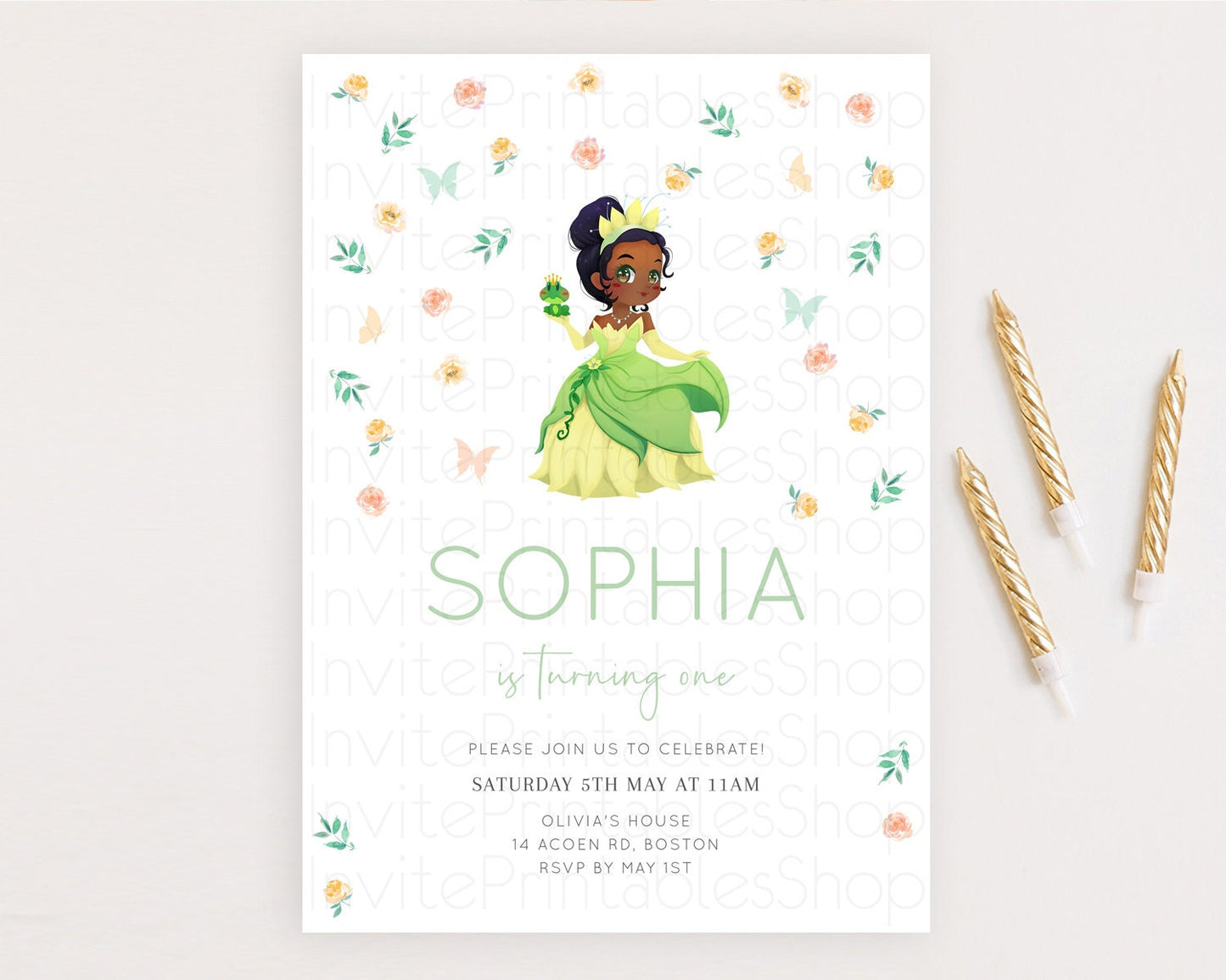 Princess Birthday Invitation Castle Invitation Royal Birthday Fairy Tale Enchanted Castle Pastel Floral Garden 1st First Birthday D10358