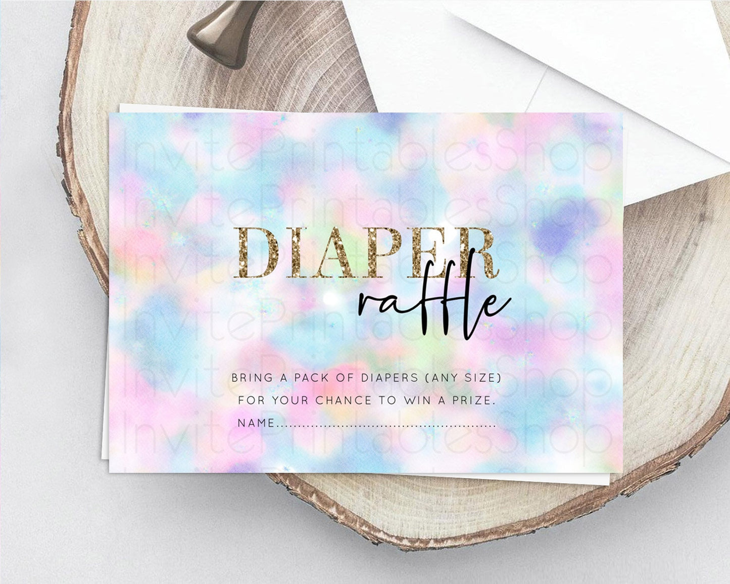 Editable Pastel Diaper Raffle Card Pastel Rainbow Diaper Raffle Insert Color