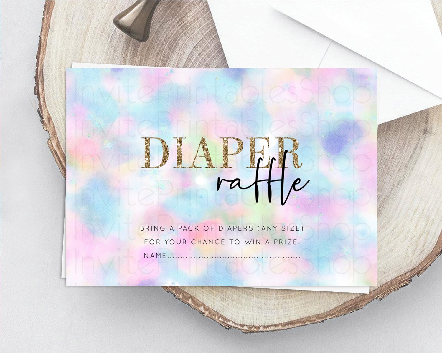 Editable Pastel Diaper Raffle Card Pastel Rainbow Diaper Raffle Insert Color