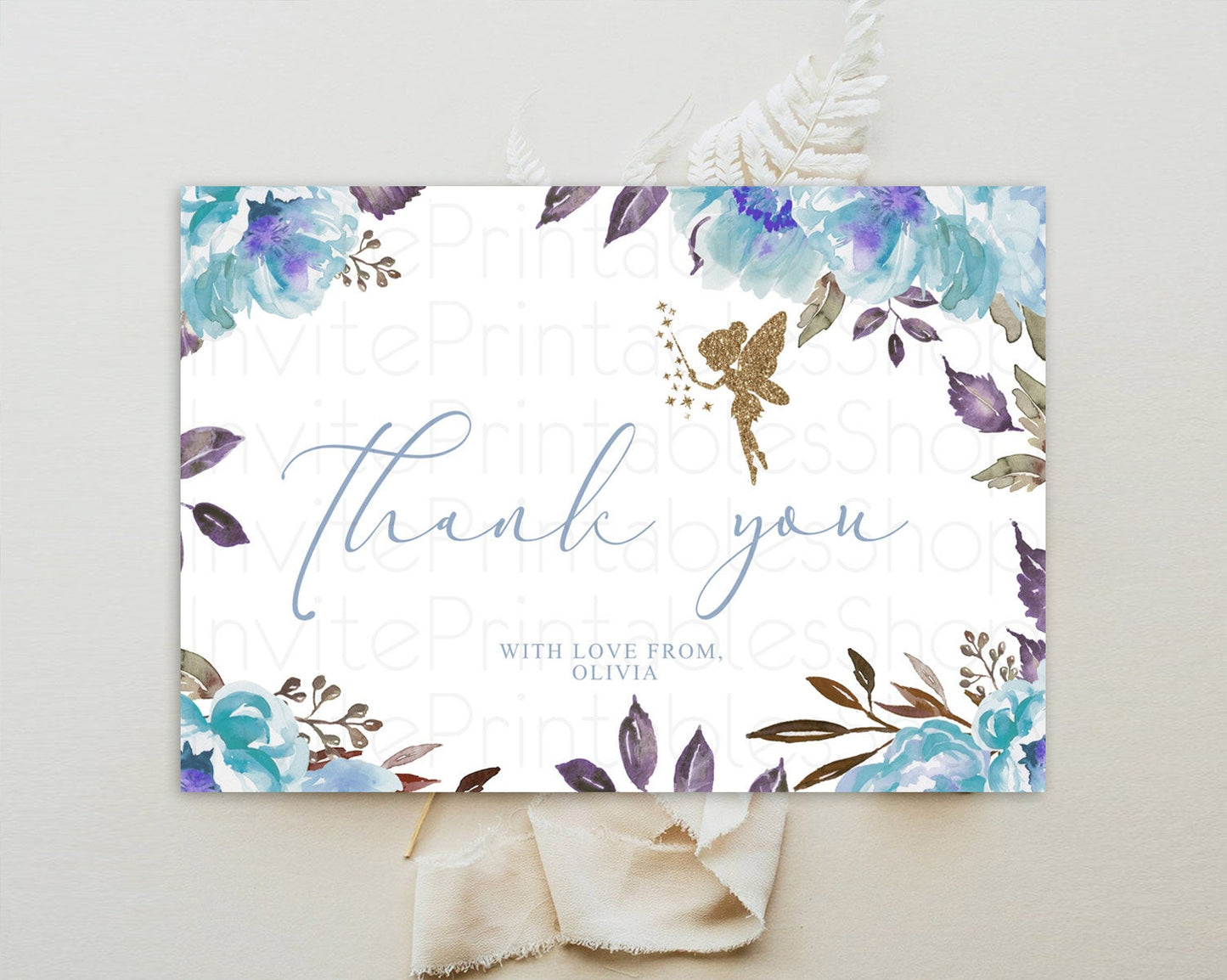 Fairy Thank You Fairy Thank You Card Enchanted Garden Pastel Butterfly Birthday Thank You Floral Secret Garden Teacher Thank You D10728