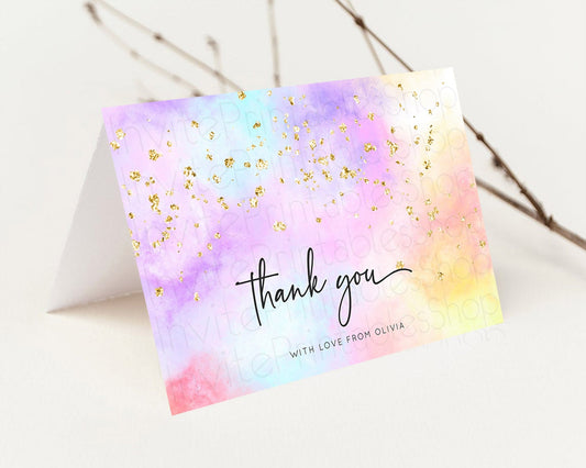 Pastel Thank You Rainbow Thank You Card Colorful Pastel Birthday Thank You Card Confetti Watercolor Pastel Teacher Thank You Cards D10437