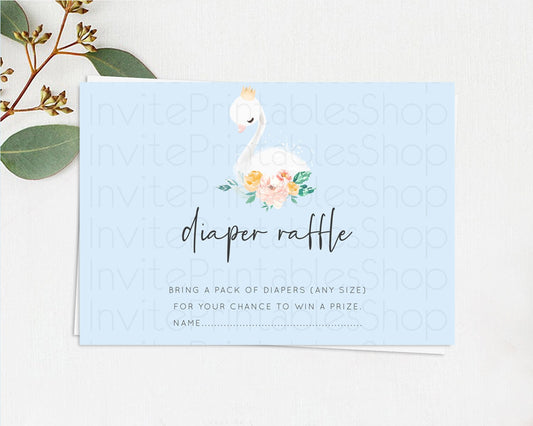 Editable Swan Diaper Raffle Card Swan Princess Ballet Diaper Raffle Insert E