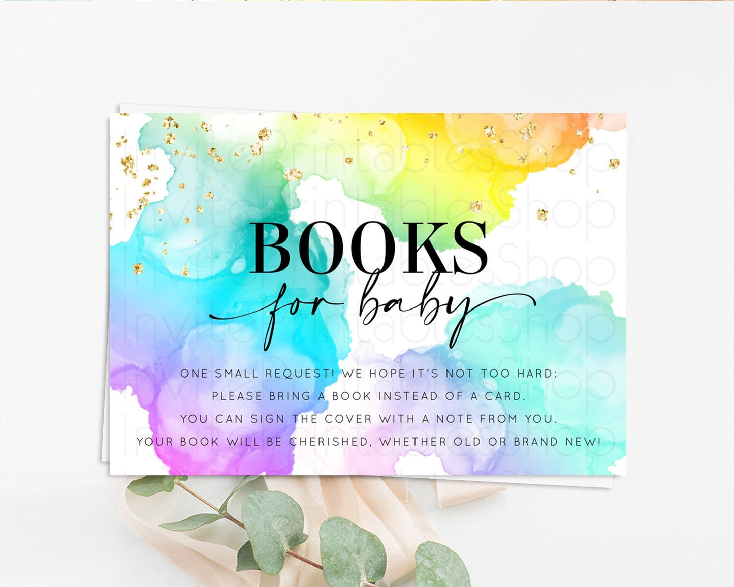 Pastel Books For Baby Card Pastel Rainbow Book Insert Colorful Ombre Watercolor Book Card Confetti Glitter Baby Book Poem Request D10213