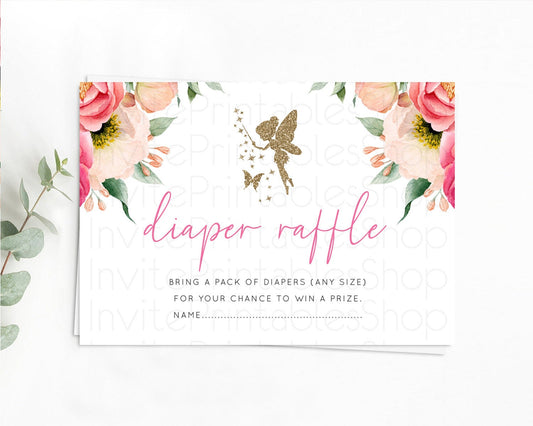 Editable Fairy Diaper Raffle Card Fairy Diaper Insert Enchanted Garden Fairy