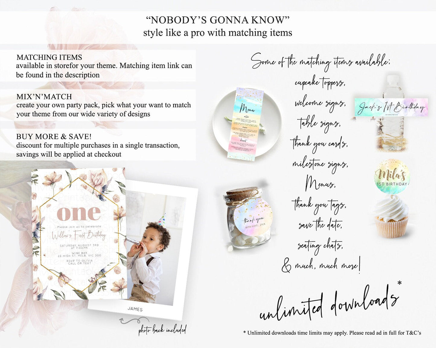Secret Garden Invitation Wildflower Birthday Invitation Pastel Flowers Invite Enchanted Garden Boho Floral 3rd 2nd First Birthday D10504