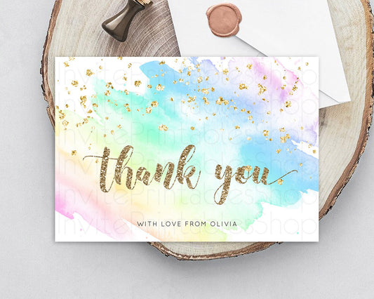 Editable Pastel Thank You Rainbow Thank You Card Colorful Pastel Birthday Th