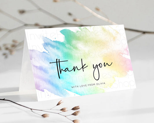Editable Pastel Thank You Rainbow Thank You Card Colorful Pastel Birthday Th