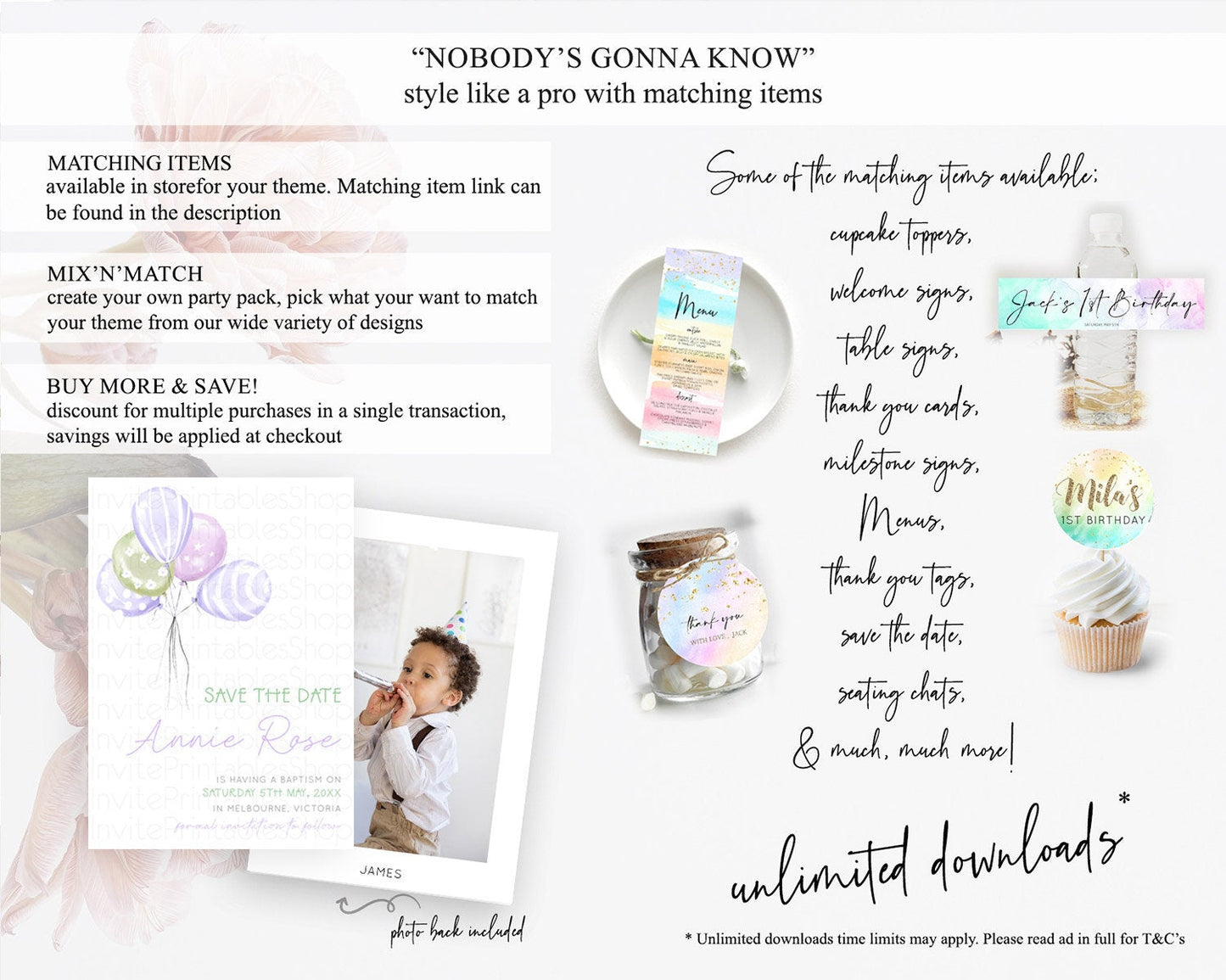 Pastel Balloons Save The Date Rainbow Confetti Balloon Party Colorful Balloon Save The Date Template Birthday Baby Shower Baptism D23103