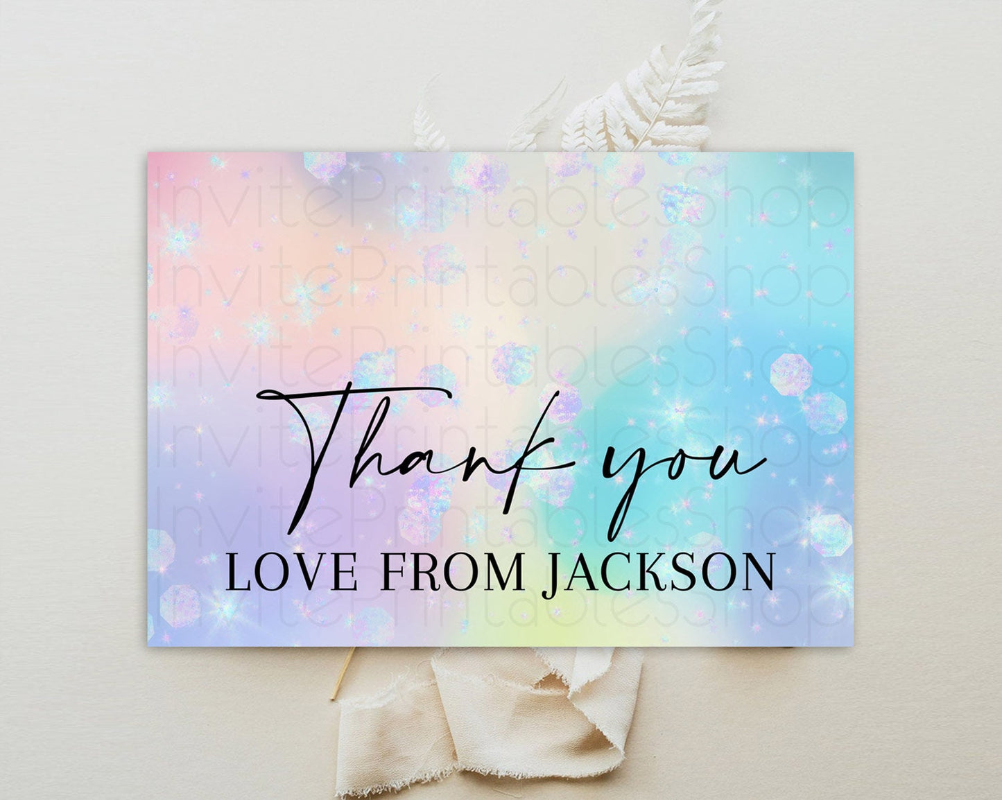 Pastel Thank You Rainbow Thank You Card Colorful Pastel Birthday Thank You Card Confetti Watercolor Pastel Teacher Thank You Cards D10665