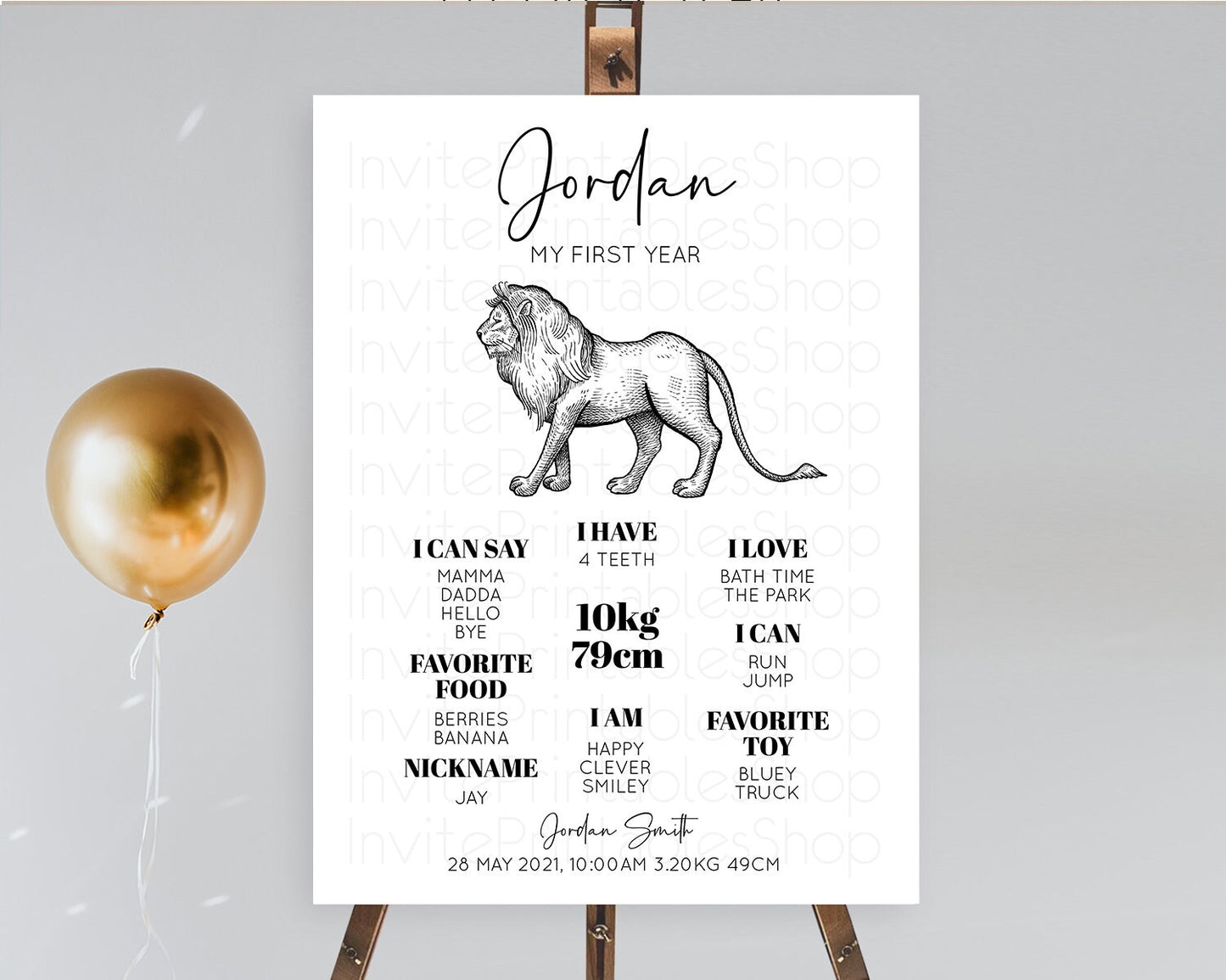 Lion First Birthday Milestone Board Lion Milestone Poster Lion Decor Safari Adventure Palm Leaf Lion First Birthday Welcome Sign D10246