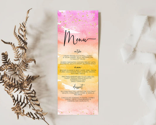Editable Pastel Menu Pastel Rainbow Menu Template Colorful Pastel Table Deco