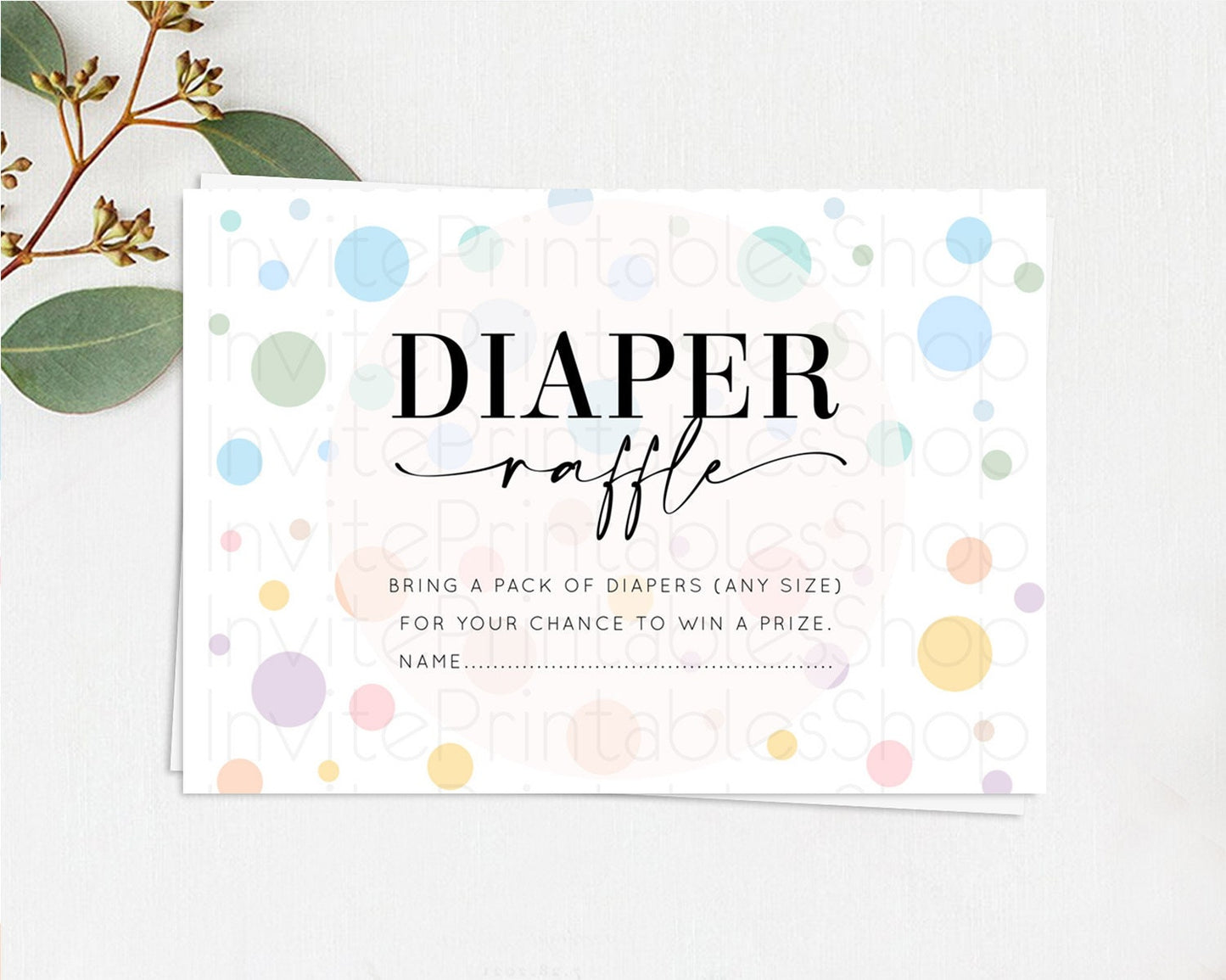 Rainbow Diaper Raffle Card Pastel Sprinkles Diaper Raffle Insert Rainbow Confetti Diaper Ticket Colorful Bubbles Pastel Raffle Game D10135