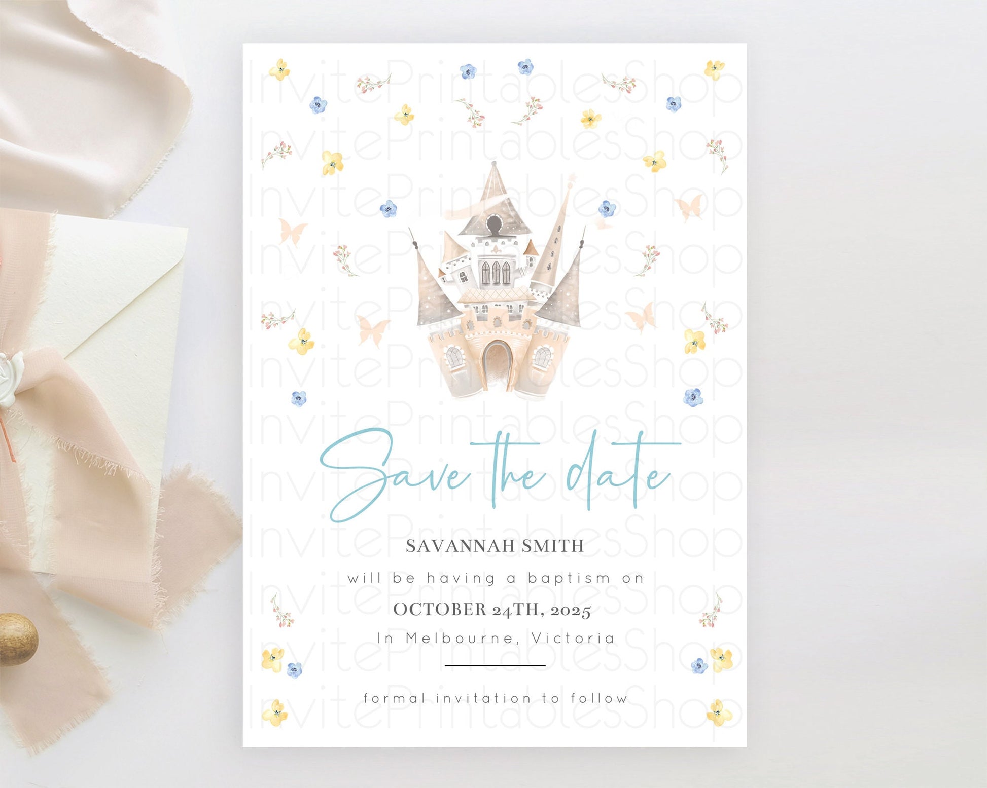 Editable Princess Save The Date Template Secret Garden Enchanted Castle Past