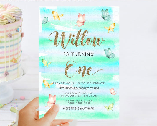 Editable Pastel Butterfly Birthday Invitation Butterfly Birthday Invitation