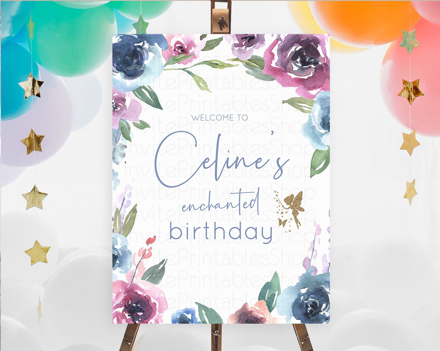 Editable Fairy Welcome Sign Fairy Welcome Board Enchanted Garden Pastel Flor