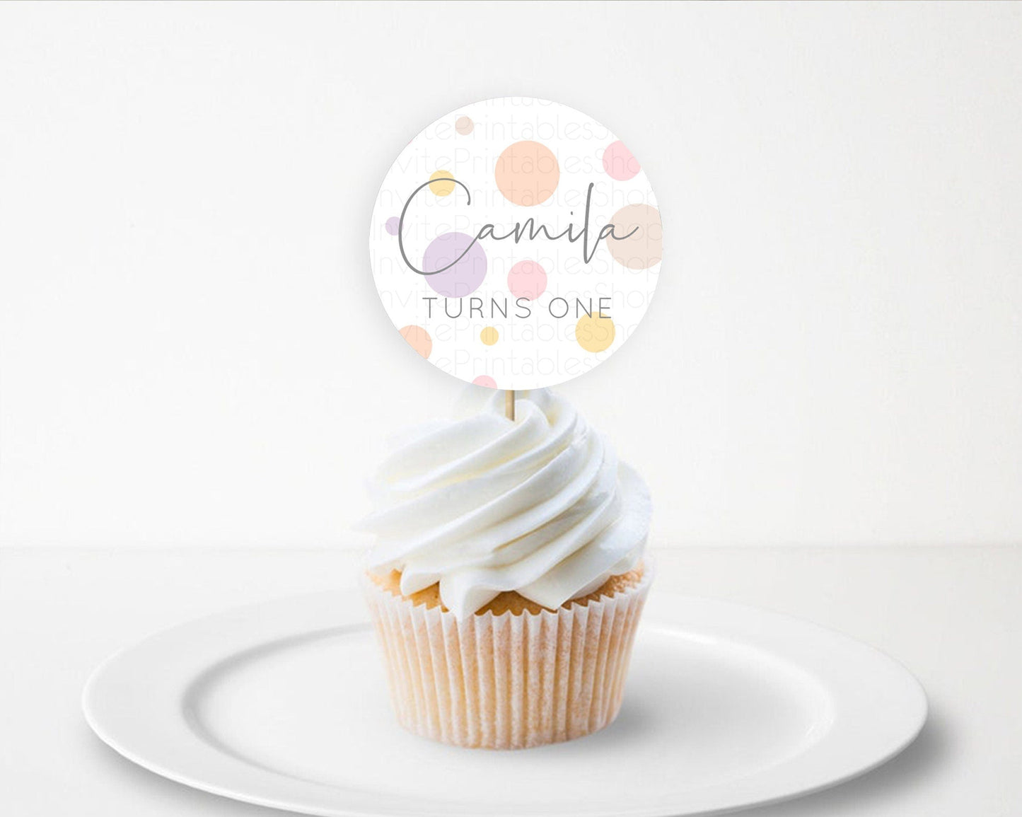 Pastel Cupcake Toppers Pastel Confetti Cupcake Topper Bubbles Sprinkles Colorful Rainbow Confetti Cupcake First Birthday Party Decor D10759