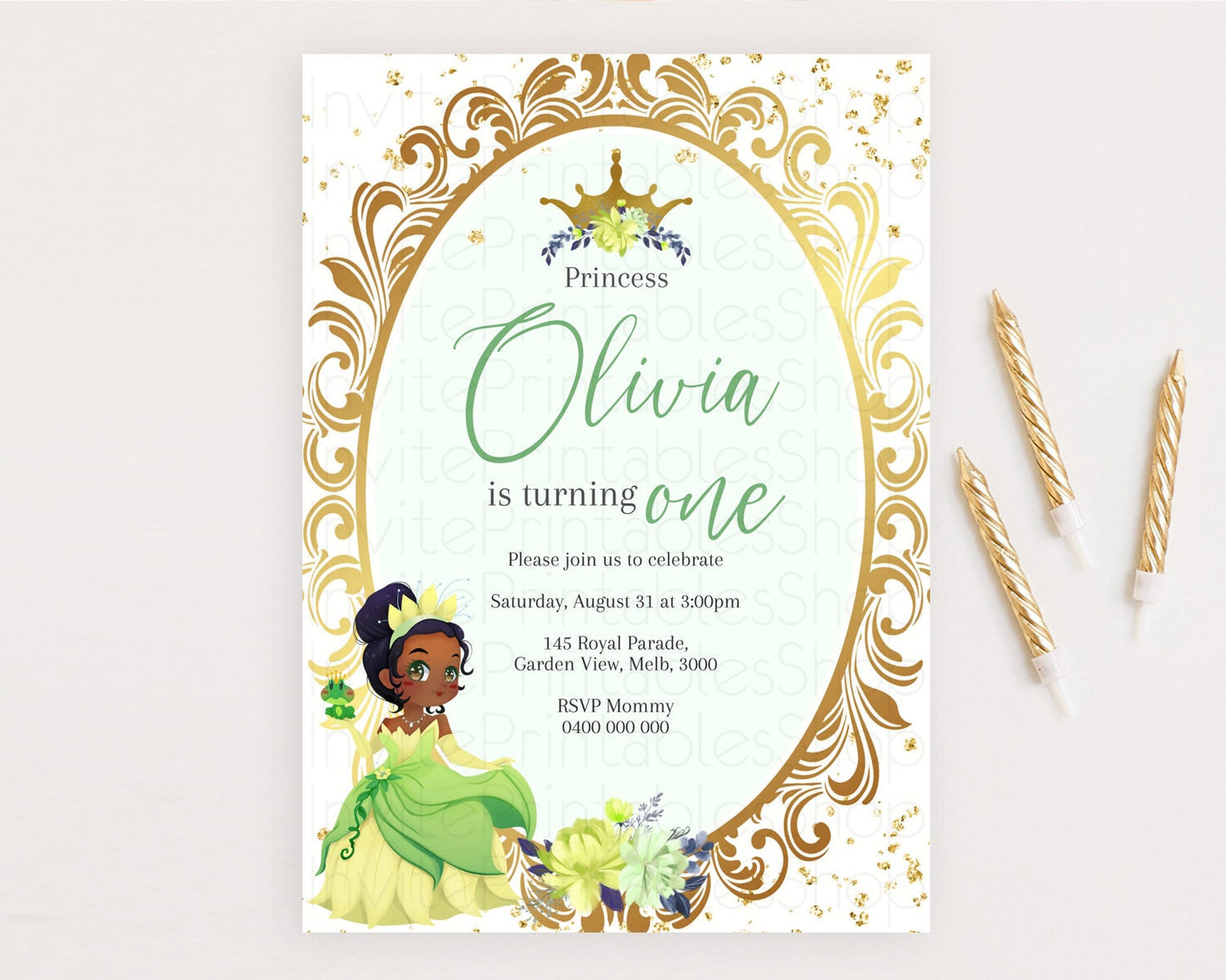 Princess Birthday Invitation Castle Invitation Royal Birthday Fairy Tale Enchanted Mirror Pastel Floral Garden 1st First Birthday D10744