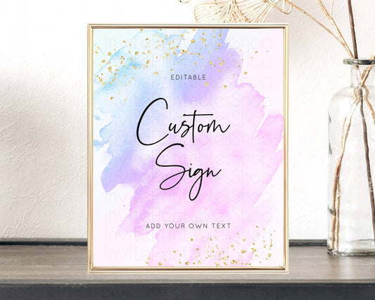 Editable Purple Watercolor Sign Ombre Purple Watercolor Table Sign Decor Spl