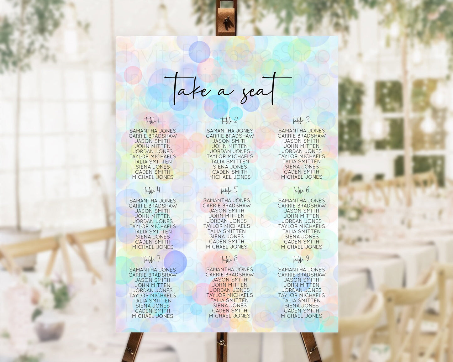 Bubbles Seating Chart Pastel Seating Chart Bath Bomb Party Pastel Bubbles Decor Watercolour Seating Board Confetti Seating Chart D10445