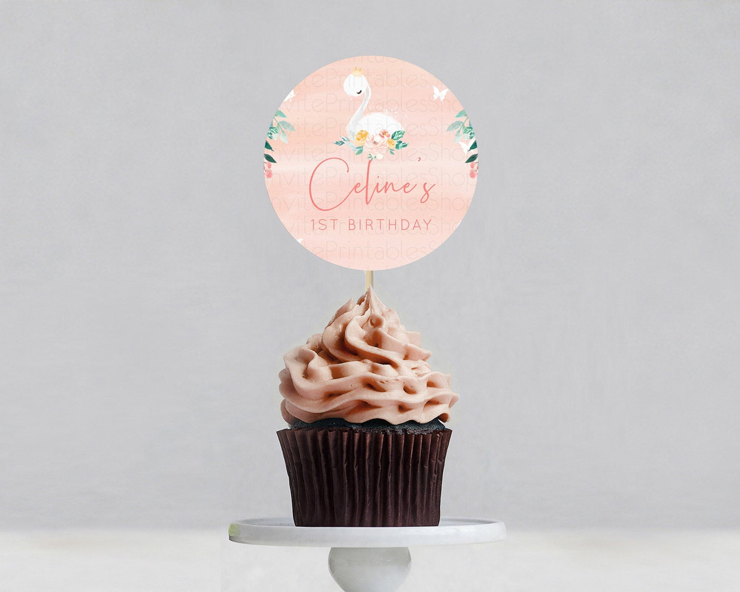 Swan Cupcake Toppers Swan Princess Ballet Cupcake Watercolour Pastel Floral Enchanted Forest Swan Lake Party Decor Secret Garden D10884