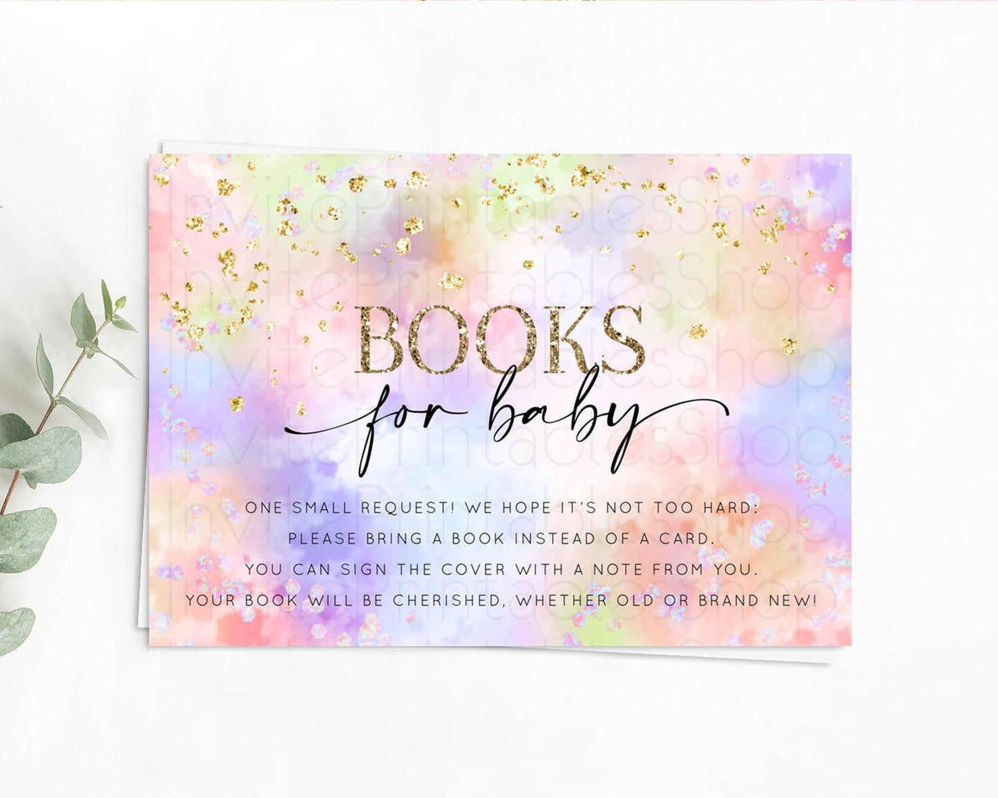 Pastel Books For Baby Card Pastel Rainbow Book Insert Colorful Ombre Watercolor Book Card Confetti Glitter Baby Book Poem Request D10610