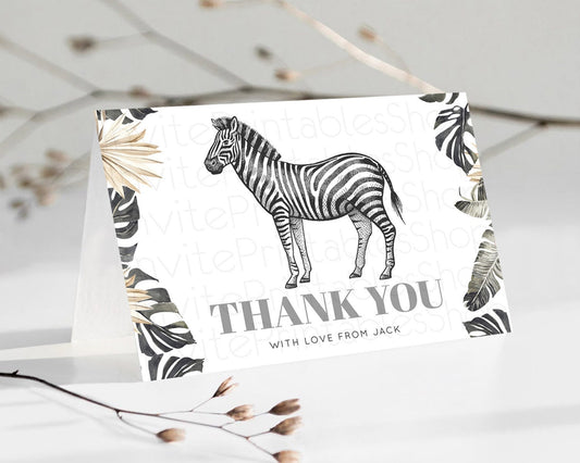 Zebra Thank You Zebra Thank You Card Zebra Birthday Thank You Cards Safari Dried Palm Fern Zebra Teacher Thank You Card Template D10824