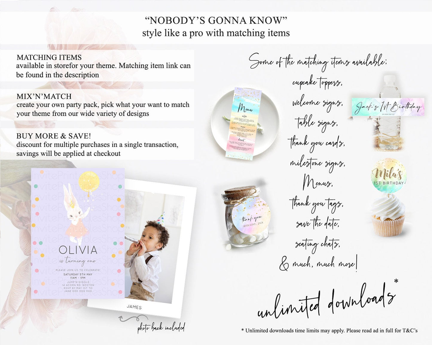 Bunny Birthday Invitation Pastel Bunny Invitation Bunny Balloon Invites Pastel Confetti Balloon Bunny Invites 2nd 1st First Birthday 199v2