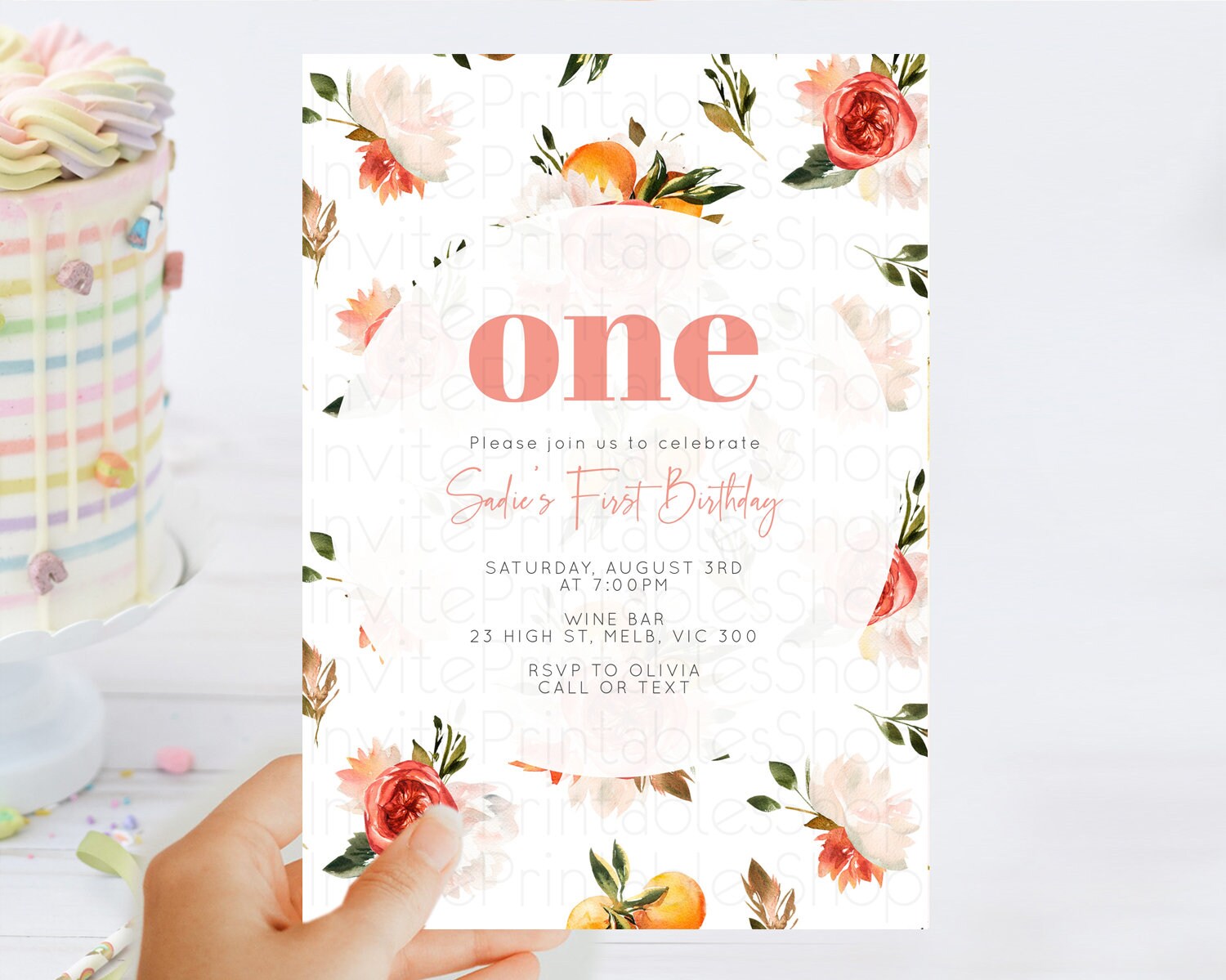 Editable Citrus Birthday Invitation Lemon Invitation Orange Invitation Citru