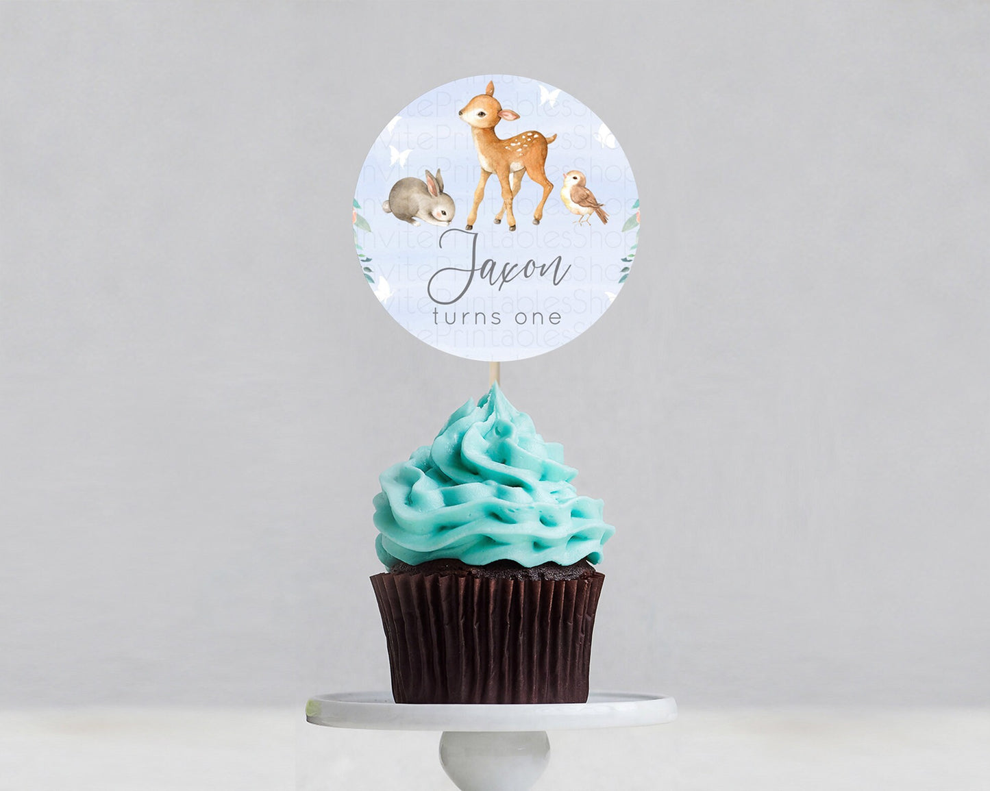 Fawn Cupcake Toppers Deer Cupcake Toppers Enchanted Forest Party Butterfly Pastel Flowers Woofland Cupcake Toppers First Birthday D10920