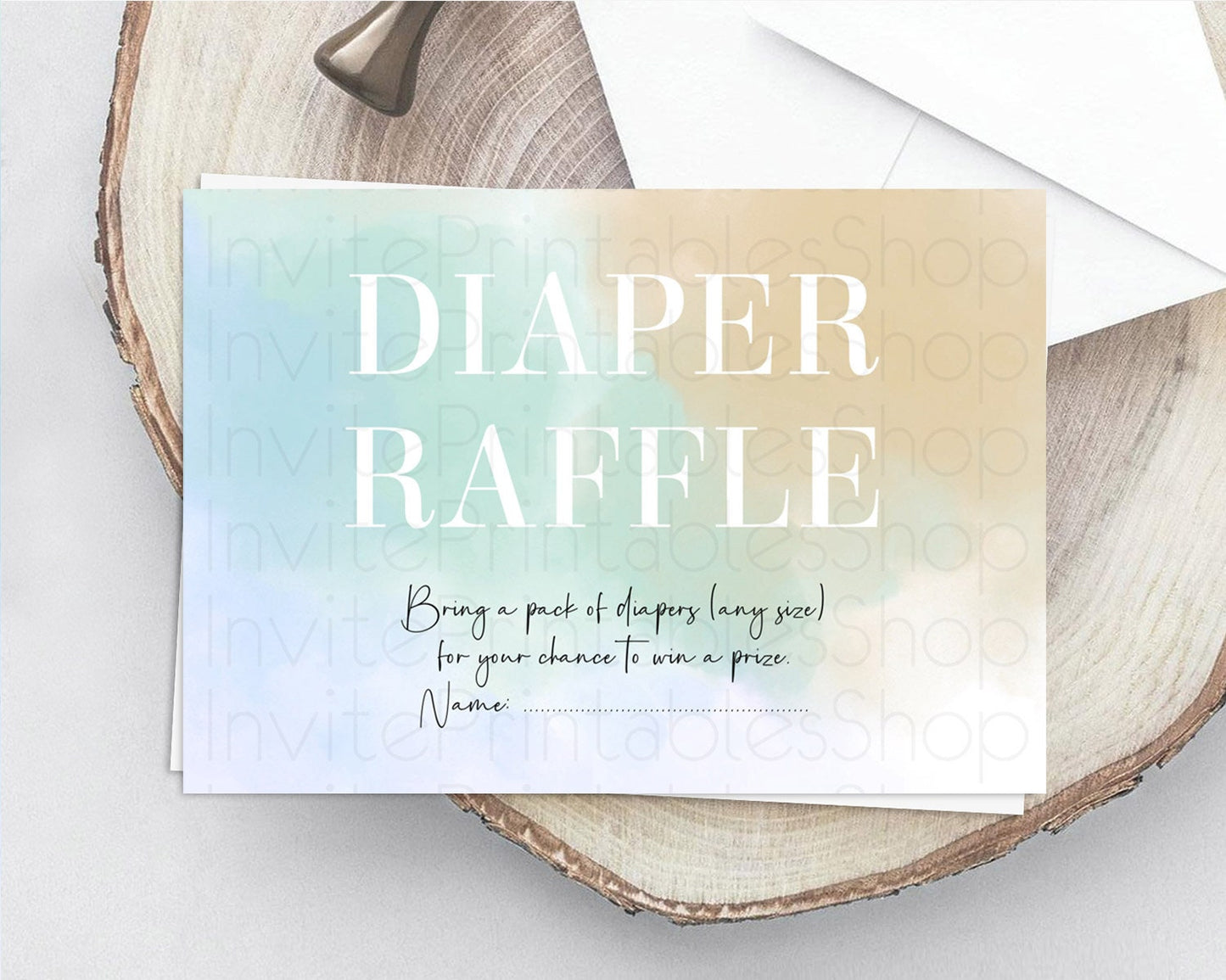 Pastel Diaper Raffle Card Pastel Rainbow Diaper Raffle Insert Colorful Ombre Watercolor Diaper Ticket Confetti Glitter Raffle Game D10370