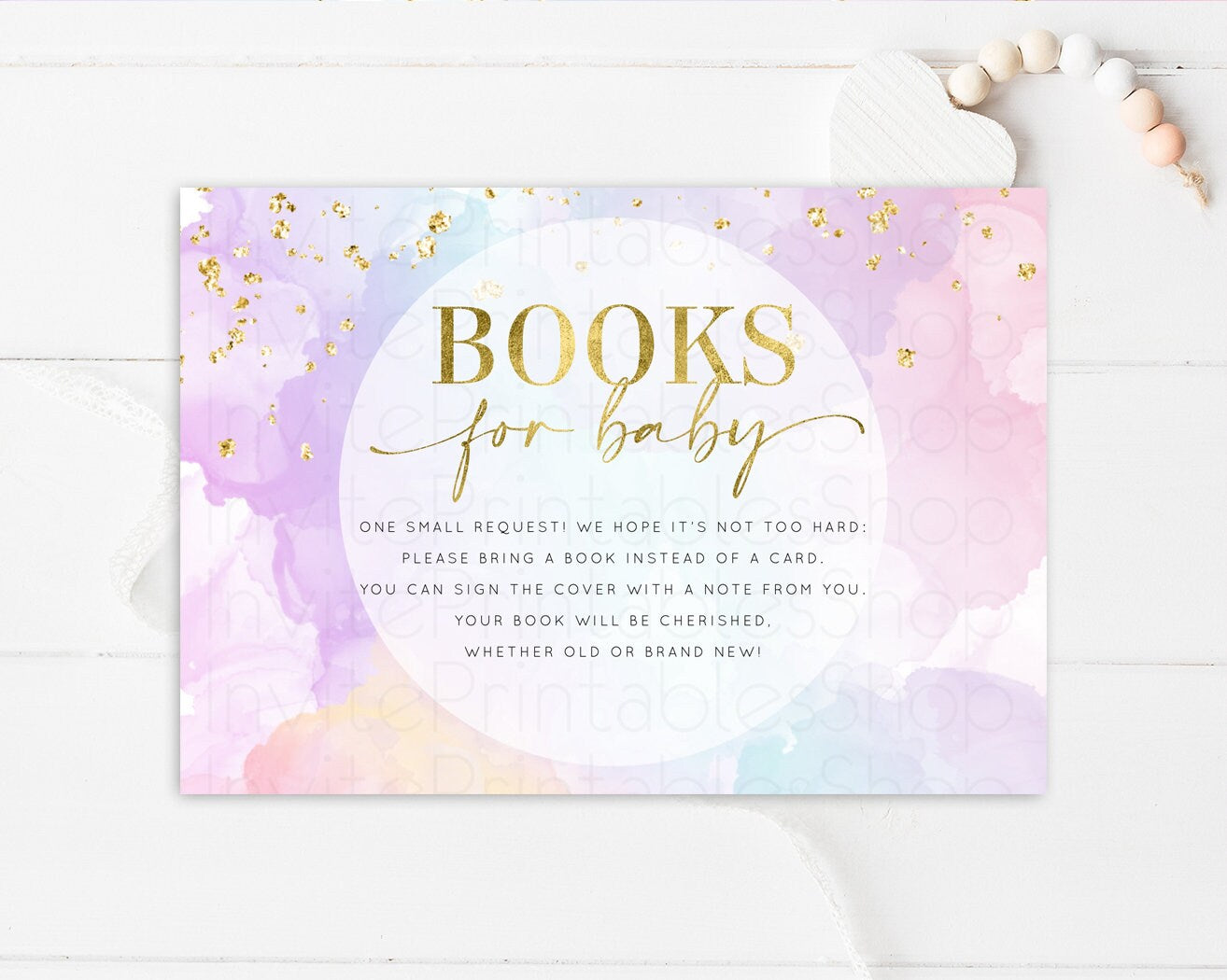 Rainbow Books for Baby Insert Pastel Splash Book Card Pastel Baby Shower Books Colorful Watercolor Baby Books Request Poem Book Insert 599v1