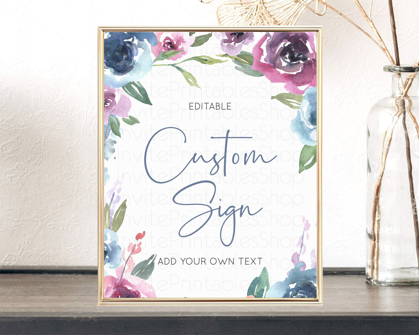 Editable Wildflower Floral Table Sign Decor Secret Garden Sign Template Past