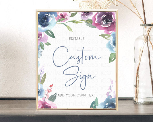 Editable Wildflower Floral Table Sign Decor Secret Garden Sign Template Past