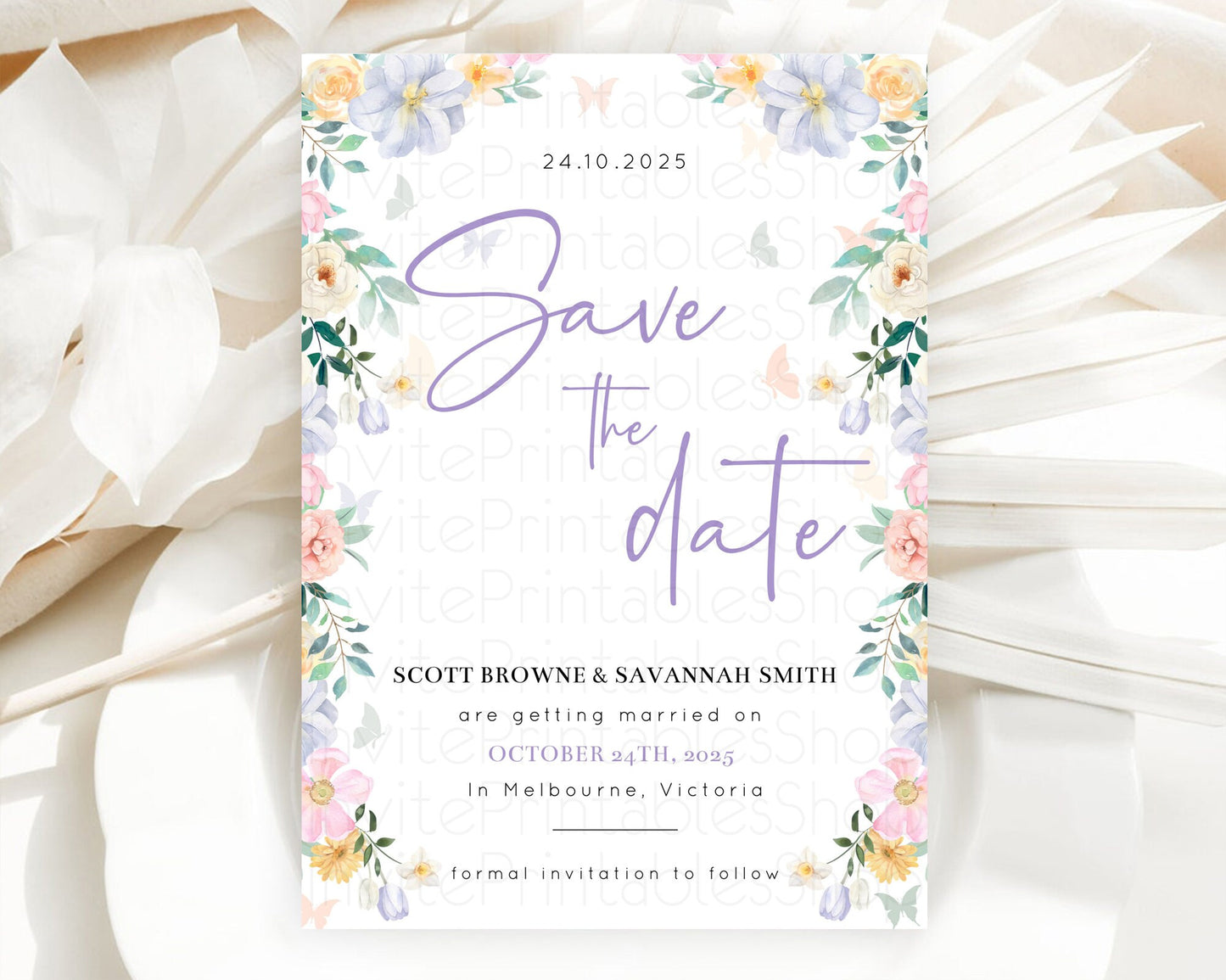 Wildflower Save The Date Template Secret Garden Save The Date Pastel Floral Garden Party Boho Flowers Birthday Baby Shower Wedding D10472