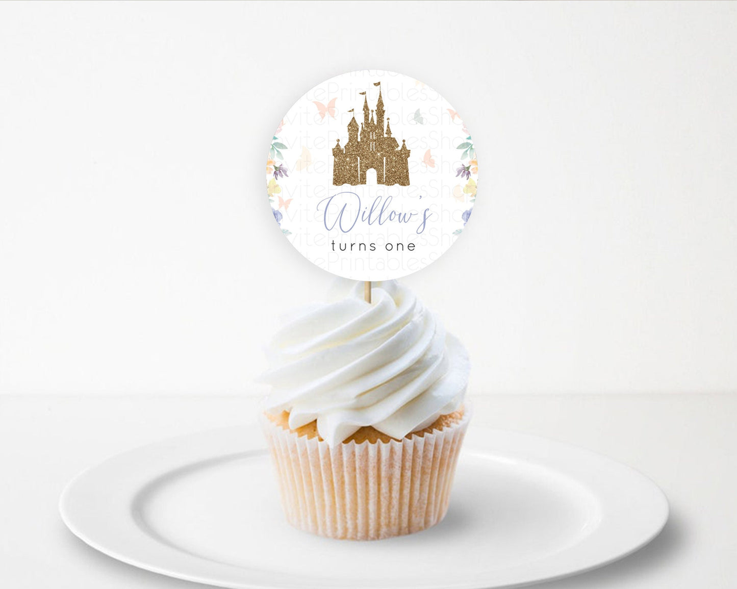 Princess Cupcake Toppers Castle Cupcake Toppers Royal Princess Décor Fairy Tale Enchanted Castle Pastel Floral Garden Table Number  D10931