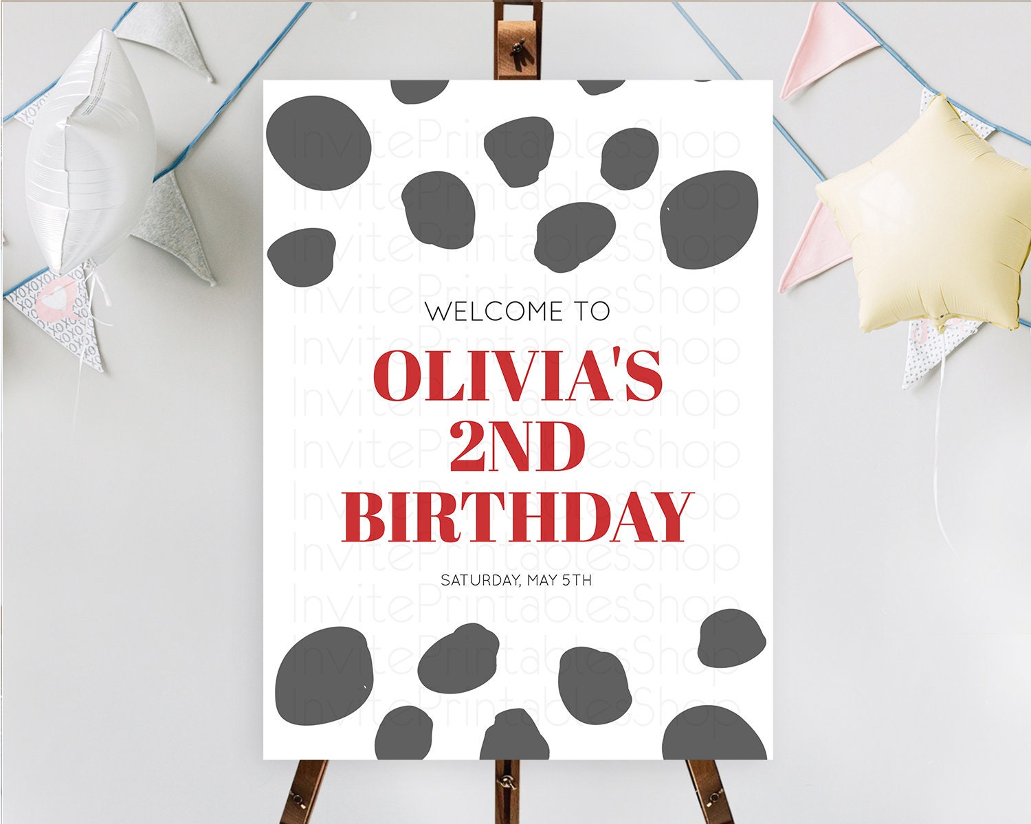 Editable Dalmatian Welcome Sign Dalmatian Welcome Board Dalmatian Red Black