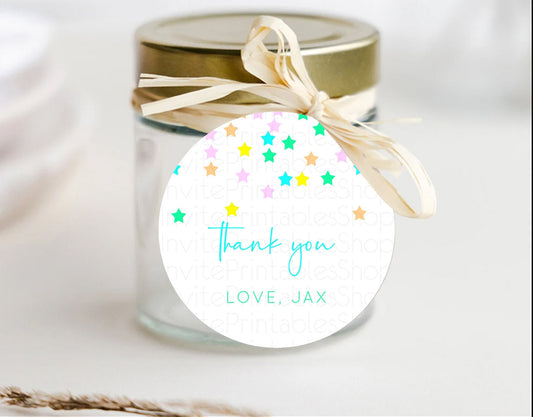 Star Thank You Gift Tags Pastel Stars Thank You Tags Shooting Star Rainbow Colorful Confetti Twinkle Little Star First Birthday Tags D10397