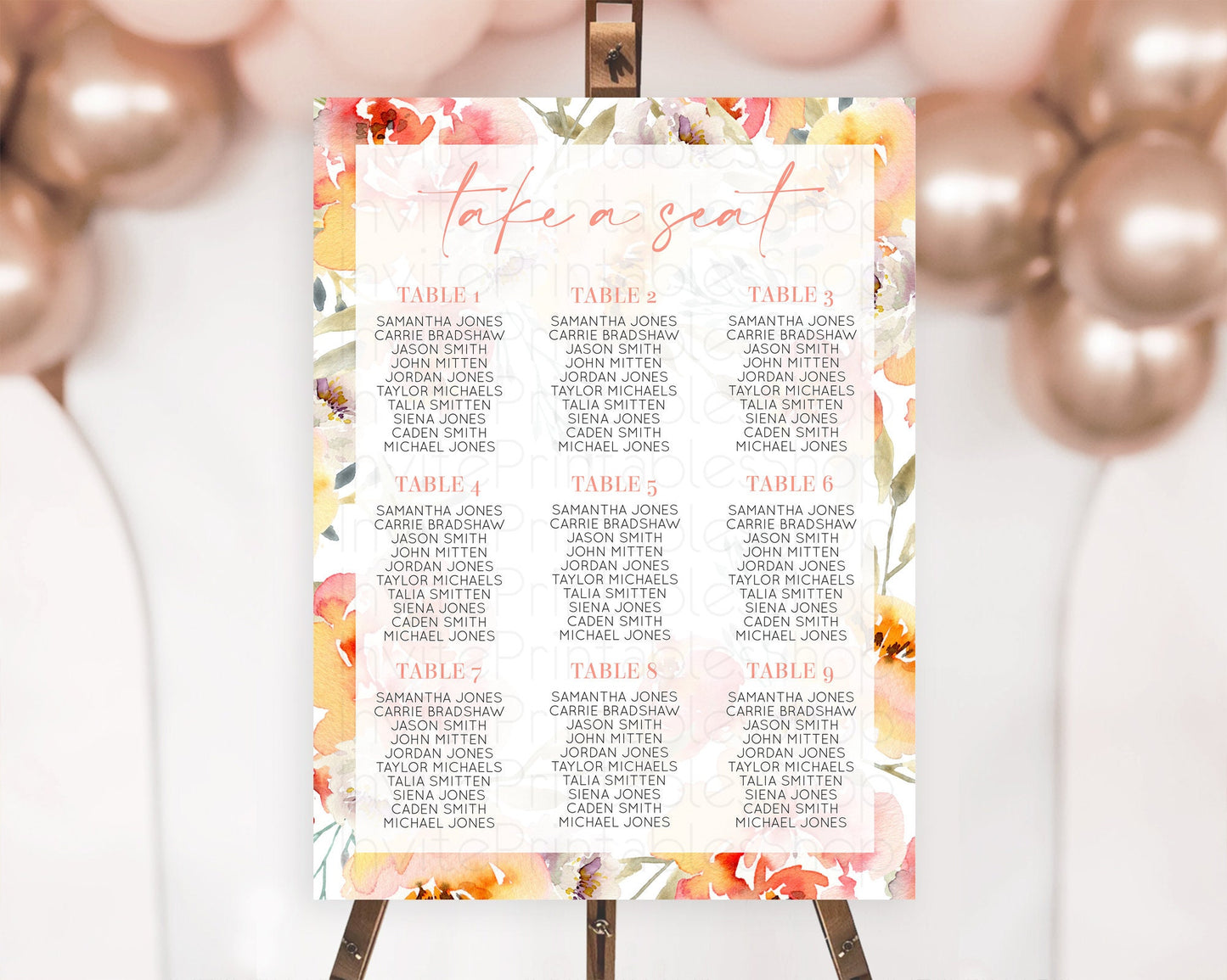 Secret Garden Seating Chart Wildflower Seating Chart Pastel Flowers Seating Chart Enchanted Garden Boho Floral Take A Seat Décor D10280