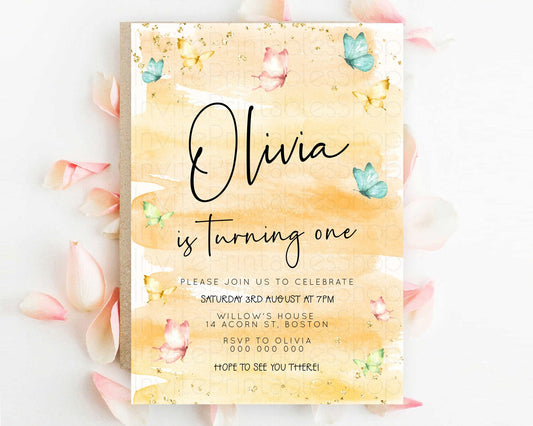 Editable Pastel Butterfly Birthday Invitation Butterfly Birthday Invitation