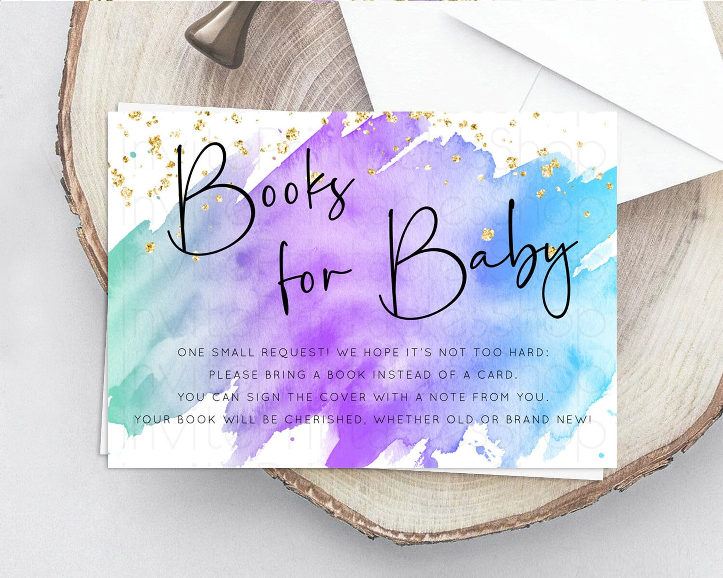 Pastel Books For Baby Card Pastel Rainbow Book Insert Colorful Ombre Watercolor Book Card Confetti Glitter Baby Book Poem Request D10491