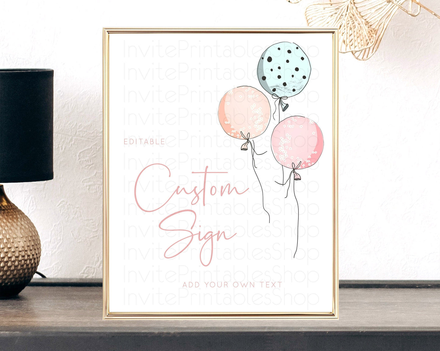 Pastel Balloons Sign Template Rainbow Confetti Balloon Party Colorful Balloon Table Sign Decor 8x10 Birthday Baby Shower Baptism D10868