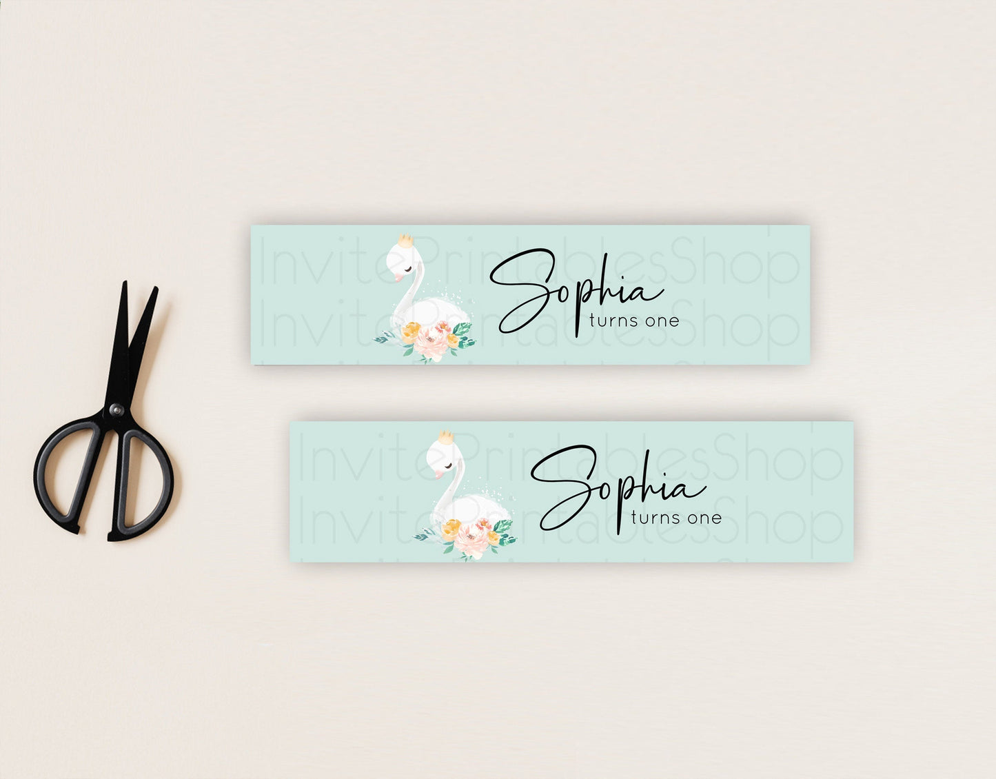 Swan Water Label Template Swan Princess Ballet Party Decor Enchanted Secret Garden Pastel Floral Birthday Baptism Baby Shower D10905