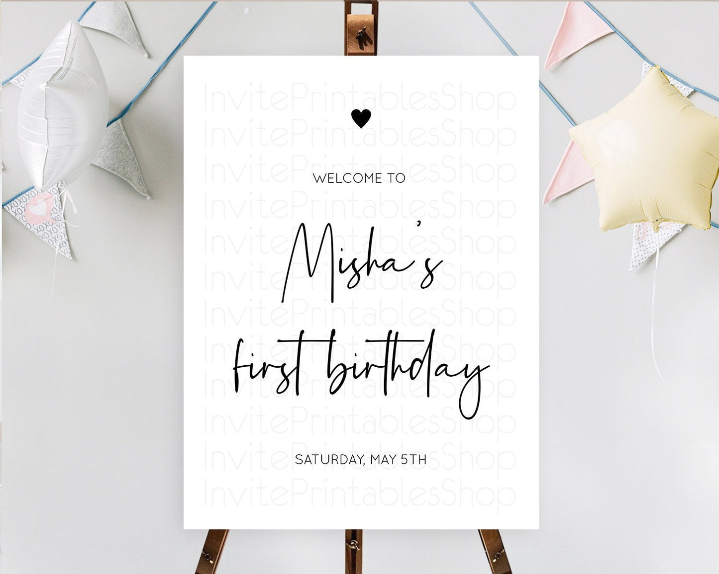 Minimalist Welcome Sign White Welcome Board Minimal White Birthday Welcome Poster Modern Simple White First Birthday Welcome Sign D10955