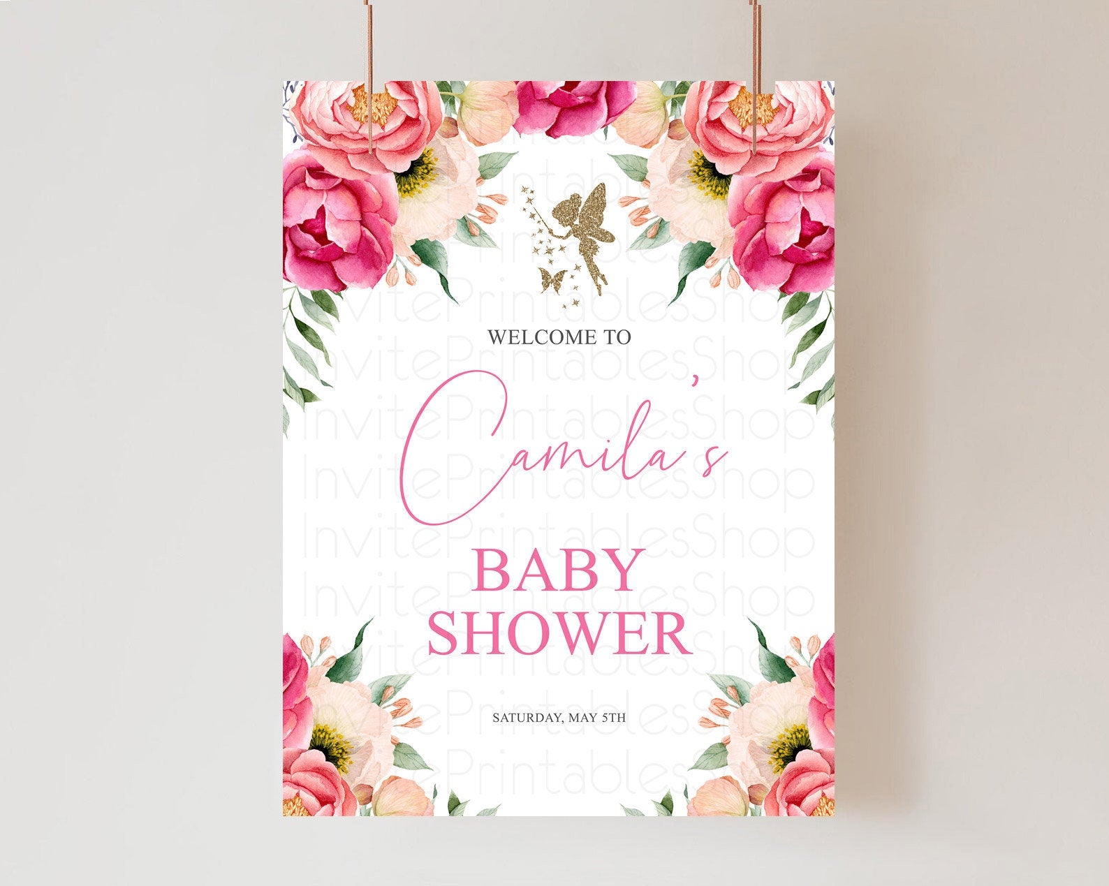 Editable Fairy Baby Shower Welcome Sign Fairy Welcome Board Enchanted Garden