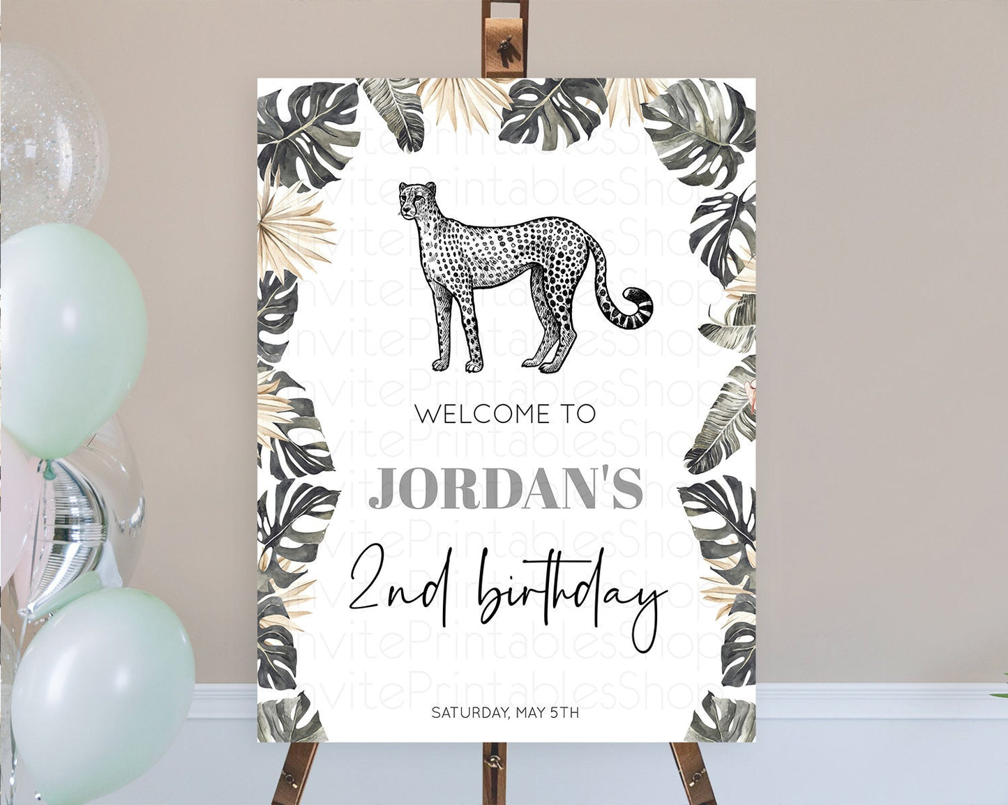 Cheetah Welcome Sign Cheetah Welcome Board Cheetah Party Welcome Poster Safari Adventure Decor Cheetah First Birthday Welcome Sign D10823