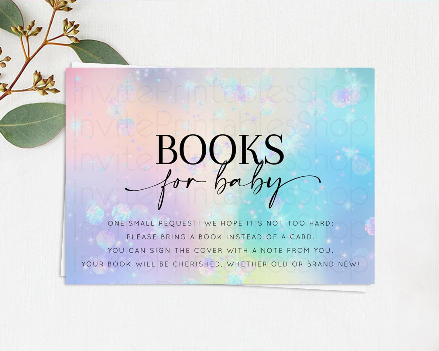 Rainbow Books For Baby Card Pastel Book Insert Colorful Pastel Watercolor Ombre Book Card Iridescent Sprinkles Book Poem Request D10665