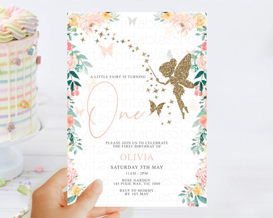 Fairy Birthday Invitation Fairy Invites Fairy Tea Party Fairy Garden Birthday Secret Garden Enchanted Garden Pastel Floral Butterfly D10789