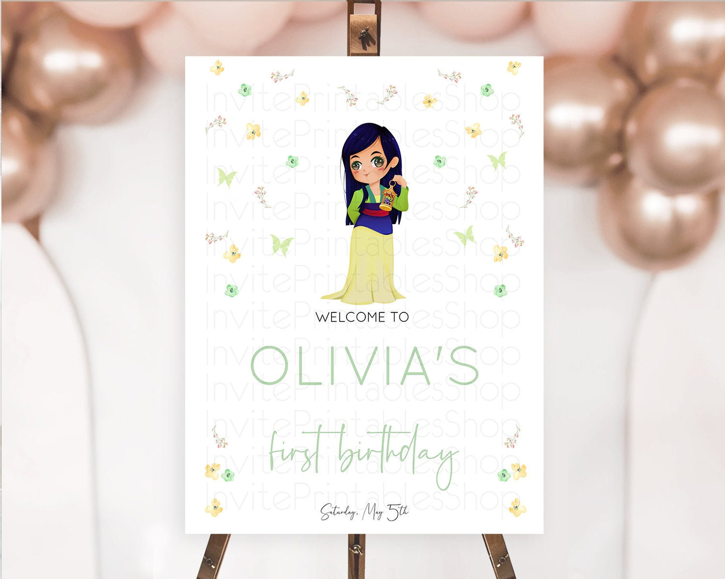 Editable Princess Birthday Welcome Sign Castle Welcome Board Secret Garden E